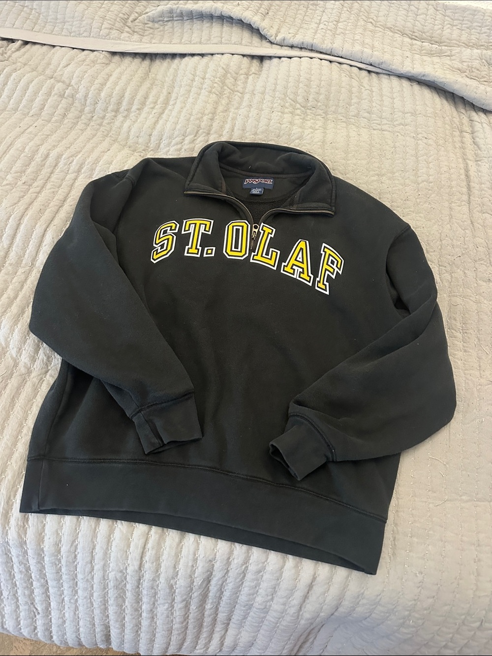 Jansport Black Quarter-Zip Sweatshirt with Yellow St. Olaf Lettering